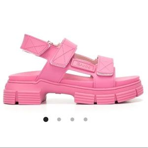 Ganni Recycled Rubber Sandal in Shocking Pink